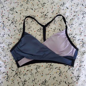 Pink Gym-to-Swim Wrap Sports Bra